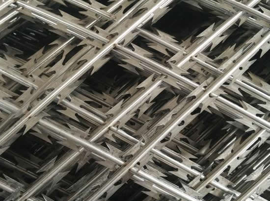 Diamond mesh razor barbed wire welded panel fence