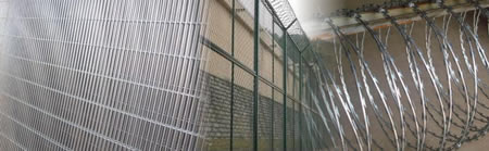 Prison Mesh with Crossed Razor Wire Tapes